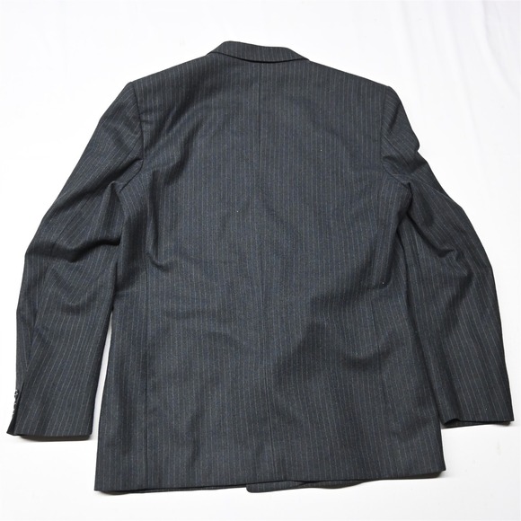 Vtg Foreman & Clark 40R Gray Stripe Flannel Mens‎ Sport Coat Suit Jacket - Picture 12 of 12